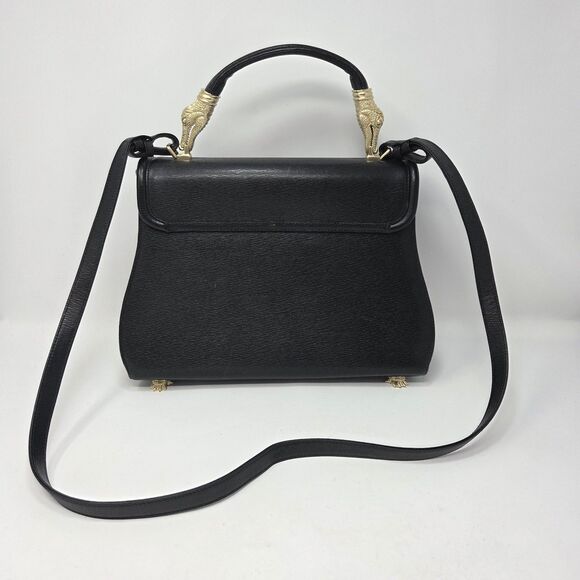 Vintage Barry Kieselstein Cord Leather Trophy Alligator Handbag Black Gold - Picture 5 of 10